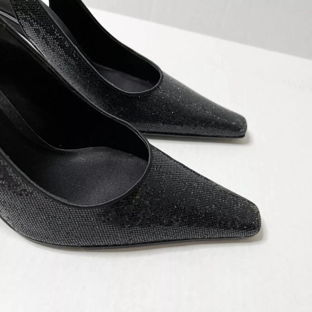 Nina Women's Taren Heels Size 8.5M Black Crystal Sling Backs Pointed Toe w/ Box - Picture 6 of 12